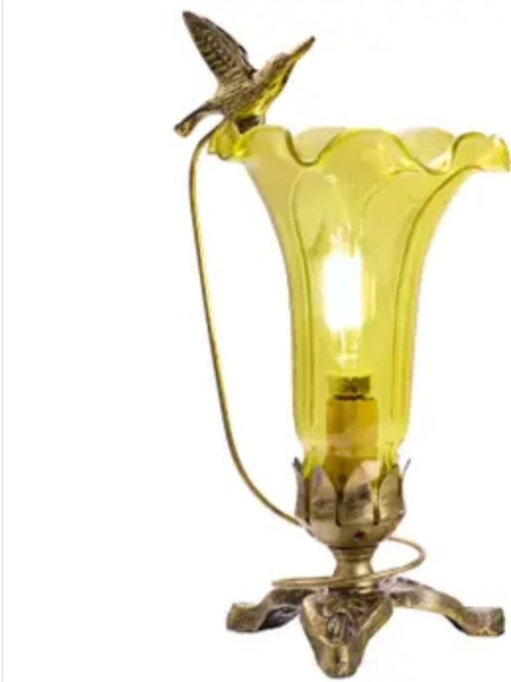 Yellow Glass Hummingbird Accent Lamp - Decorative Home Accent